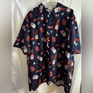 Budweiser St. Louis Cardinal’s Navy and Red Button Down Shirt